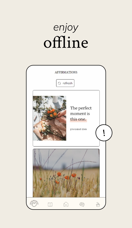Affirmations page from Vitamin ME app
